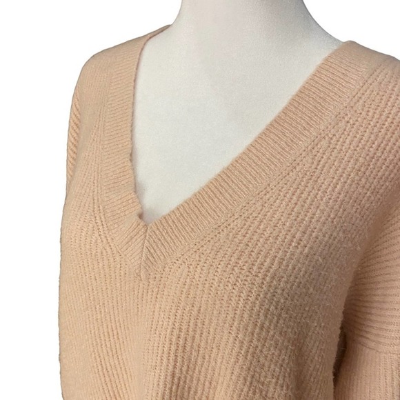 Nordstrom Halogen Pink Chunky Oversized Tunic Sweater Medium v neck - Picture 3 of 11